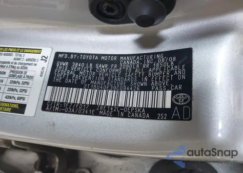 2009 Toyota Corolla S z USA, uszkodzony, nr VIN 2T1BU40E39C094426